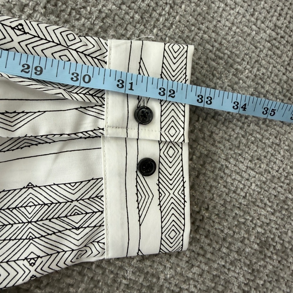 Roaman's Button Down Tunic Women 20W White Black Like New Geometric Print - Picture 9 of 9